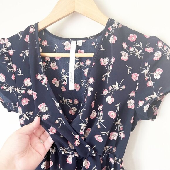 Urban Outfitters Reformed Floral Wrap Mini Dress Navy XS - Picture 3 of 9